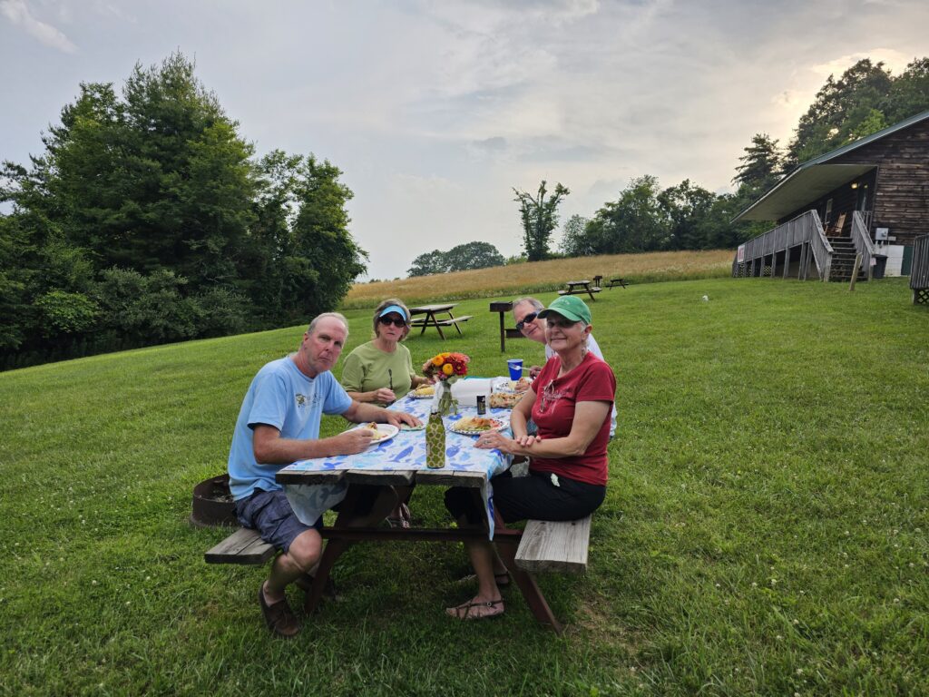 Having a picnic at the motel - Fancy Gap Cabins and Campground