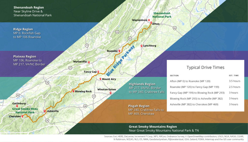 Printable Blue Ridge Parkway Map - Printable World Holiday