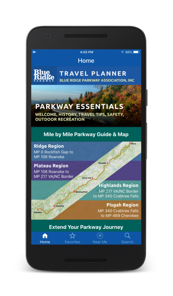 blue ridge parkway travel planner app
